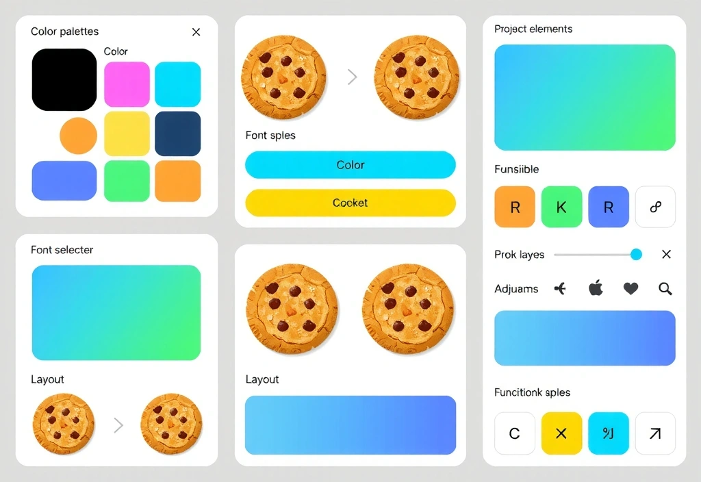 Customizable interface elements on a screen representing functionality