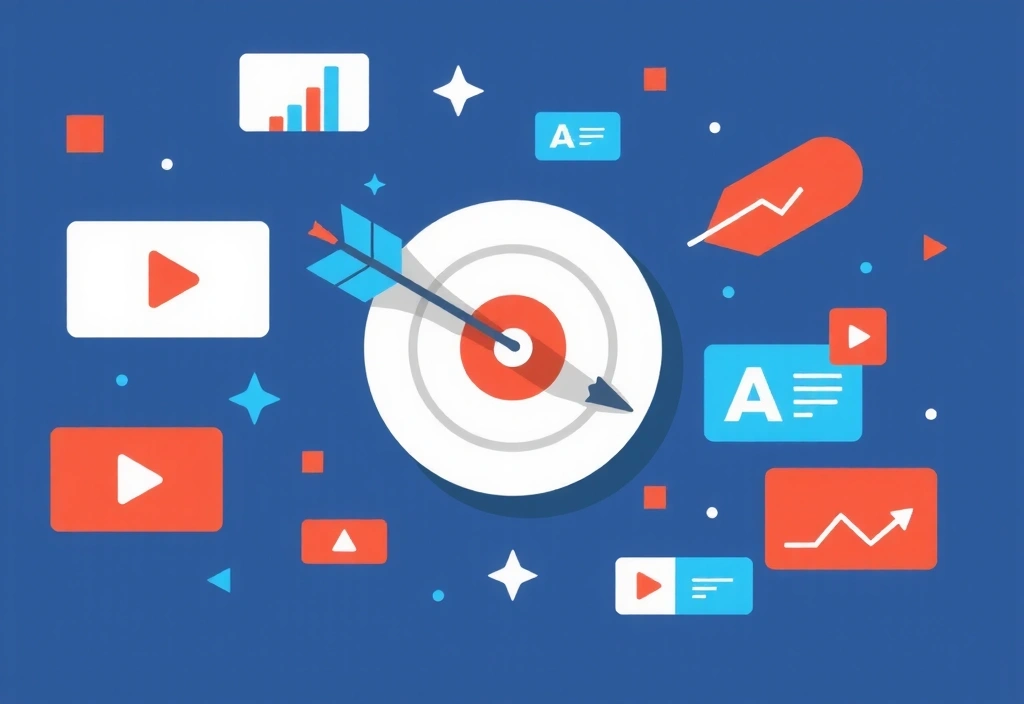 Targeted advertisement concept with an arrow hitting a bullseye